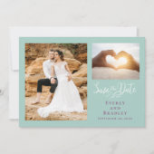 Mint Green Paarse Romantische QR-code Bewaar de da Kaart (Voorkant)