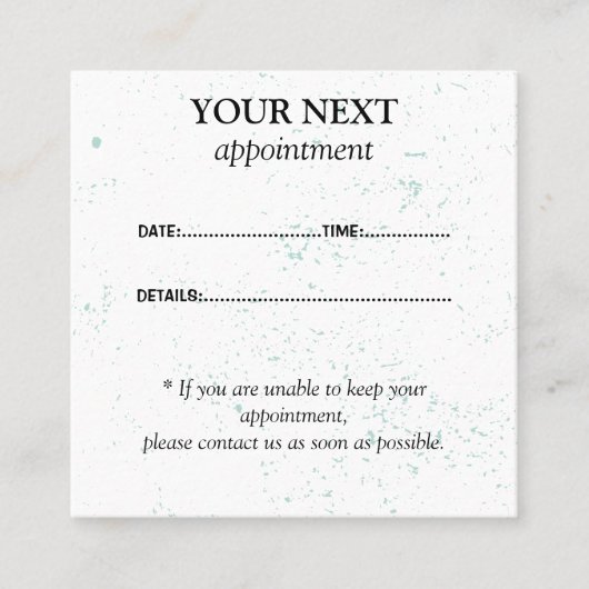 Mint Green Paint Splatter Rendez-vous Reminder voi (Devant)