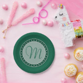 Mint Green Party | Monogram Script Chique Modern Papieren Bordje (Feest)