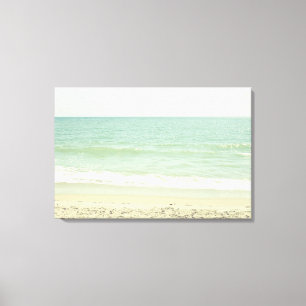 Mint Green Pastel Beach fotografie Canvas Afdruk