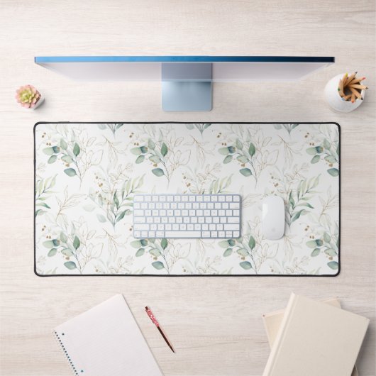 Mint Green Pastel Floral Greenery Motif (Bureau 1)