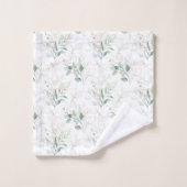 Mint Green Pastel Floral Greenery Motif (Gant de toilette)