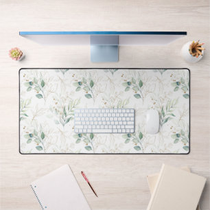 Mint Green Pastel Floral Greenery Pattern Bureaumat