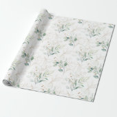 Mint Green Pastel Floral Greenery Pattern Cadeaupapier (Uitgerold)
