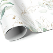 Mint Green Pastel Floral Greenery Pattern Cadeaupapier (Rol Hoek)