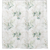 Mint Green Pastel Floral Greenery Pattern Douchegordijn (Voorkant)