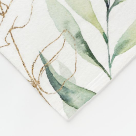 Mint Green Pastel Floral Greenery Pattern Fleece Deken (Hoek)