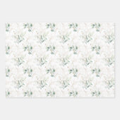Mint Green Pastel Floral Greenery Pattern Inpakpapier Vel (Voorkant 3)