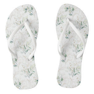 Mint Green Pastel Floral Greenery Pattern Teenslippers