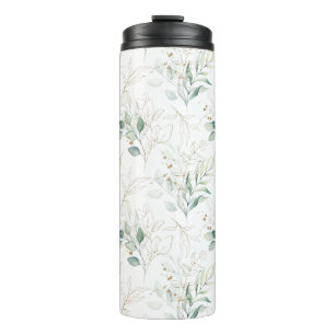 Mint Green Pastel Floral Greenery Pattern Thermosbeker