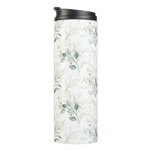Mint Green Pastel Floral Greenery Pattern Thermosbeker (Geroteerd rechts)