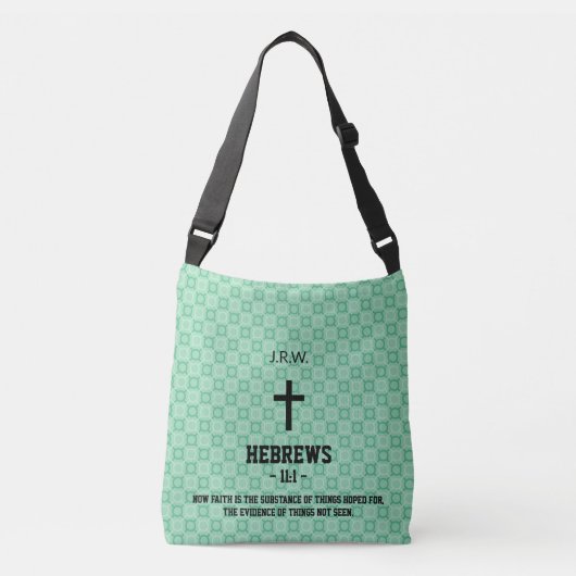 Mint Green Pattern Bible Chapter Verse Christelijk Crossbody Tas (Voorkant)