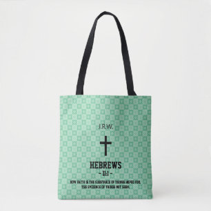 Mint Green Pattern Bible Chapter Verse Christelijk Draagtas