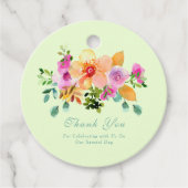 Mint Green Peach Boho Romantische Bloemen Dank u Bedankjes Labels (Voorkant)
