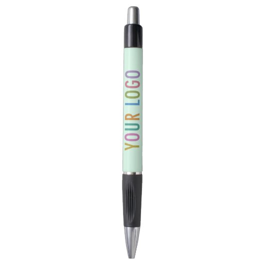 Mint Green Pen met zwarte inkt Custom Logo Branded (Voorkant Verticaal)