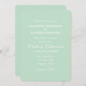 Mint Green Plain Simple Wedding Invitation Kaart (Voorkant / Achterkant)