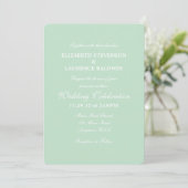 Mint Green Plain Simple Wedding Invitation Kaart (Staand voorkant)