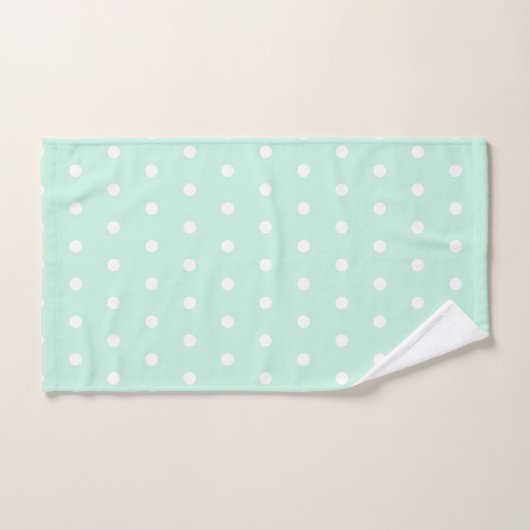 Mint Green Polka Dot Bad Handdoek (Handdoek)