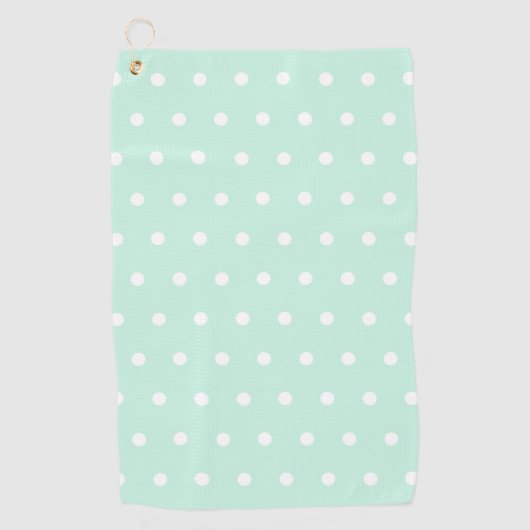 Mint Green Polka Dot Golfhanddoek (Voorkant)