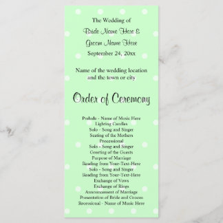 Mint Green Polka dot patroon. Trouwprogramma Programma