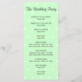 Mint Green Polka dot patroon. Trouwprogramma Programma (Achterkant)