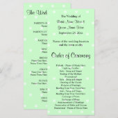 Mint Green Polka dot patroon. Trouwprogramma Programma (Voorkant / Achterkant)