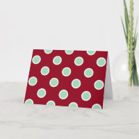 Mint Green Polka Dots op Maroon Feliz Navidad Card