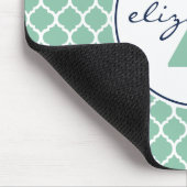 Mint Green Quatrefoil Monogram Muismat (Hoek)