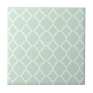 Mint Green Quatrefoil Moroccan Pattern Tegeltje