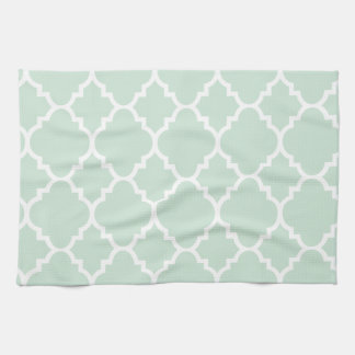 Mint Green Quatrefoil Moroccan Pattern Theedoek