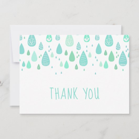 Mint Green Raindrops Dank u Bedankkaart (Voorkant)