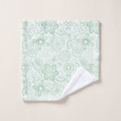Mint-green retro flowers pattern (Gant de toilette)