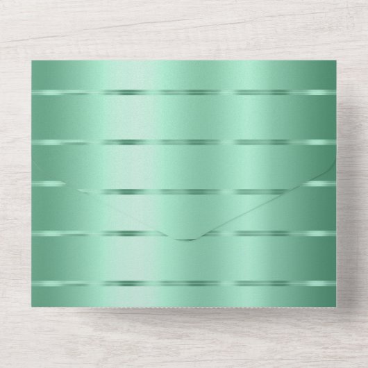 Mint Green Ribbon Wedding All In One Uitnodiging (Achterkant)