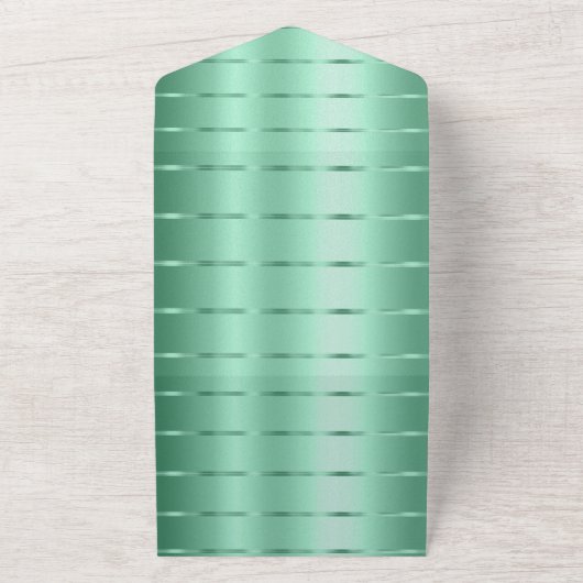 Mint Green Ribbon Wedding All In One Uitnodiging (Buitenkant)