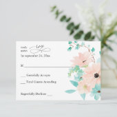 Mint Green & Roze Floral no Maal RSVP (Staand voorkant)