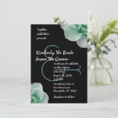 Mint Green Rozen en Black Wedding Sjabloon Kaart (Staand voorkant)
