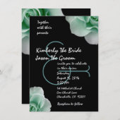 Mint Green Rozen en Black Wedding Sjabloon Kaart (Voorkant / Achterkant)