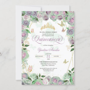 Mint Green Rozen legant butterfly Quinceanera in Kaart