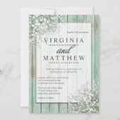 Mint Green Rustic Baby's Breath Faire-part de mari (Devant)