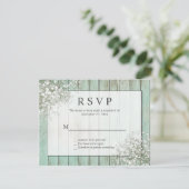 Mint Green Rustic Baby's Breath RSVP Kaartje (Staand voorkant)