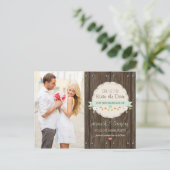 MINT GREEN RUSTIC FLORAL BOHO SLA DE DATUM OP AANKONDIGINGSKAART (Staand voorkant)