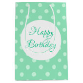 Mint Green Rustic Sjabloon Happy Birthday Stippen Medium Cadeauzakje (Voorkant)
