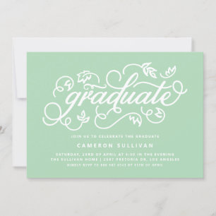 Mint Green rustieke kalligrafie afstudeerfeest Kaart