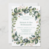 Mint Green & Sage Eucalyptus Bruidsmeisjes Luncheo Kaart (Voorkant)