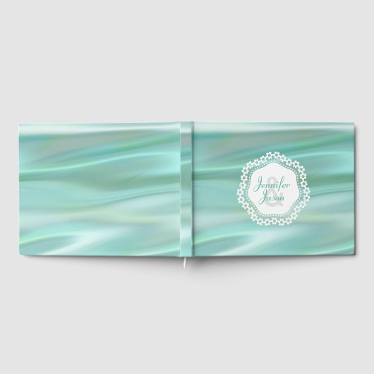 Mint Green Satin Look Mariage Livre d'invité (Complet)