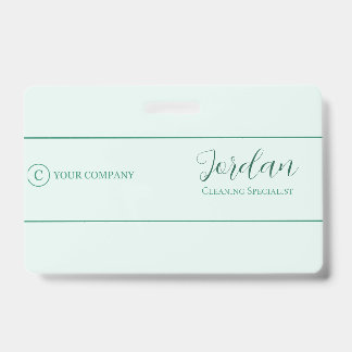 Mint Green Schoonmaakdienst Logo Personeelskaart Badge