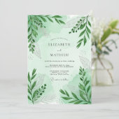 Mint Green Serene Woodland Wedding Kaart (Staand voorkant)