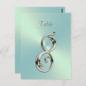 Mint Green Sheen Table Number Briefkaart (Voorkant / Achterkant)