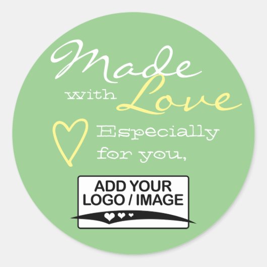 Mint Green Simple Made with Love Logo Sjabloon Ronde Sticker (Voorkant)
