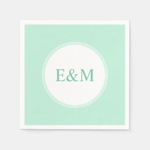 Mint Green Sjabloon Modern Elegant Monogram Servet
